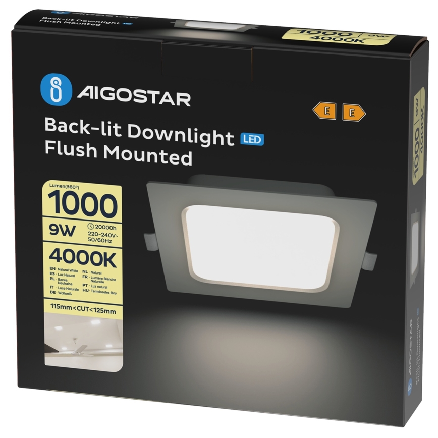Aigostar - Wpuszczana oprawa sufitowa LED/9W/230V 4000K 14,5x14,5 cm biała