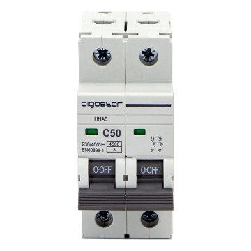 Aigostar - Wyłącznik nadprądowy 2-biegunowy 2P-50A-C 230-400V