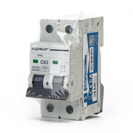 Aigostar - Wyłącznik nadprądowy 2-biegunowy 2P-50A-C 230-400V