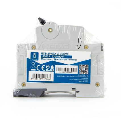 Aigostar - Wyłącznik nadprądowy 2-biegunowy 2P-50A-C 230-400V