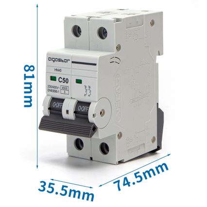 Aigostar - Wyłącznik nadprądowy 2-biegunowy 2P-50A-C 230-400V