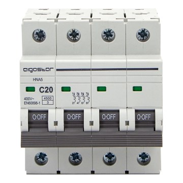 Aigostar - Wyłącznik nadprądowy 4-biegunowy 4P-20A-C 400V