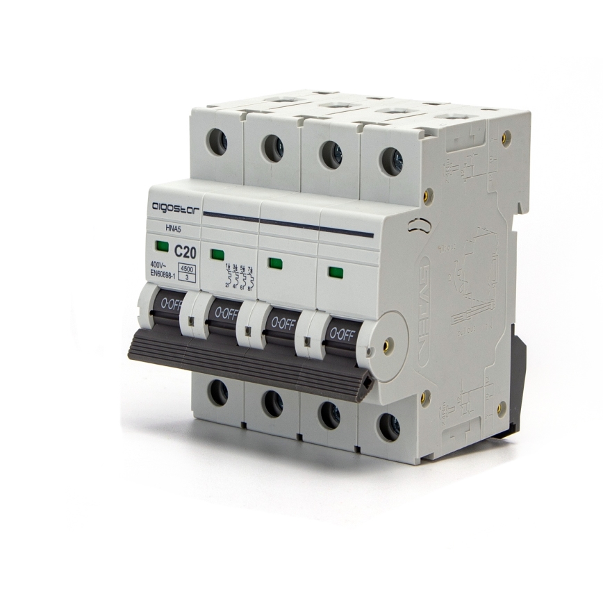 Aigostar - Wyłącznik nadprądowy 4-biegunowy 4P-20A-C 400V