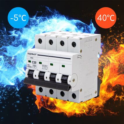 Aigostar - Wyłącznik nadprądowy 4-biegunowy 4P-20A-C 400V