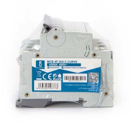 Aigostar - Wyłącznik nadprądowy 4-biegunowy 4P-20A-C 400V