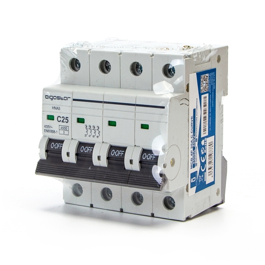 Aigostar - Wyłącznik nadprądowy 4-biegunowy 4P-25A-C 400V