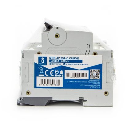 Aigostar - Wyłącznik nadprądowy 4-biegunowy 4P-25A-C 400V