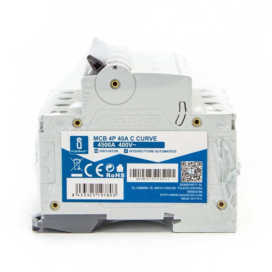 Aigostar - Wyłącznik nadprądowy 4-biegunowy 4P-40A-C 400V