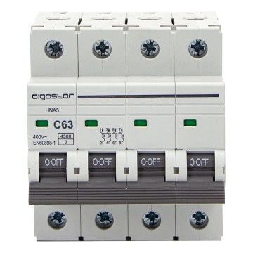 Aigostar - Wyłącznik nadprądowy 4-biegunowy 4P-63A-C 400V