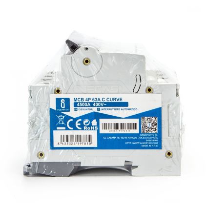 Aigostar - Wyłącznik nadprądowy 4-biegunowy 4P-63A-C 400V