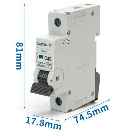 Aigostar - Wyłącznik nadprądowy jednofazowy 1P-40A-C 230-400V