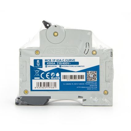 Aigostar - Wyłącznik nadprądowy jednofazowy 1P C 63A 230/400V