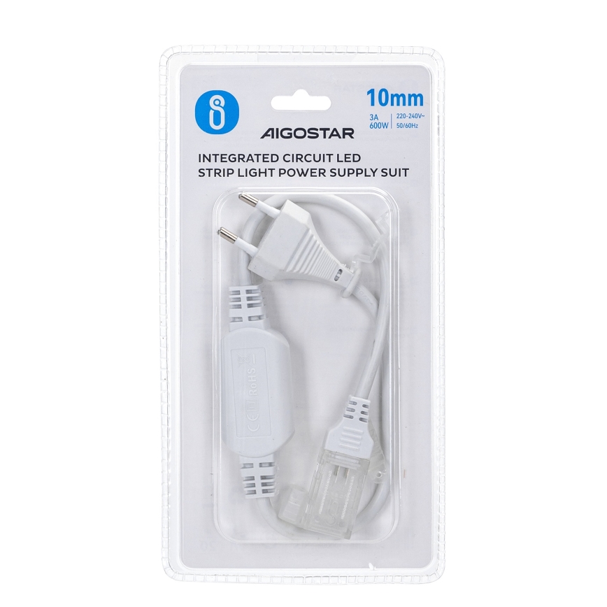 Aigostar - Zasilacz do taśm LED 10 mm 600W/230V biały