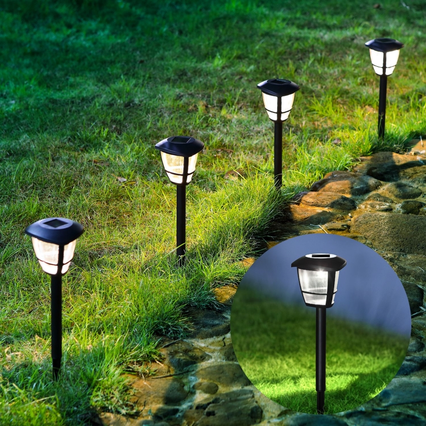 Aigostar - ZESTAW 12x lampa solarna LED/0,06W/2V 33,8 cm 6500K 100 mAh IP44 czarny