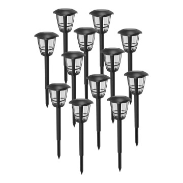 Aigostar - ZESTAW 12 lamp solarnych LED/0,06W/2V 33,8 cm 6500K 100 mAh IP44 czarny