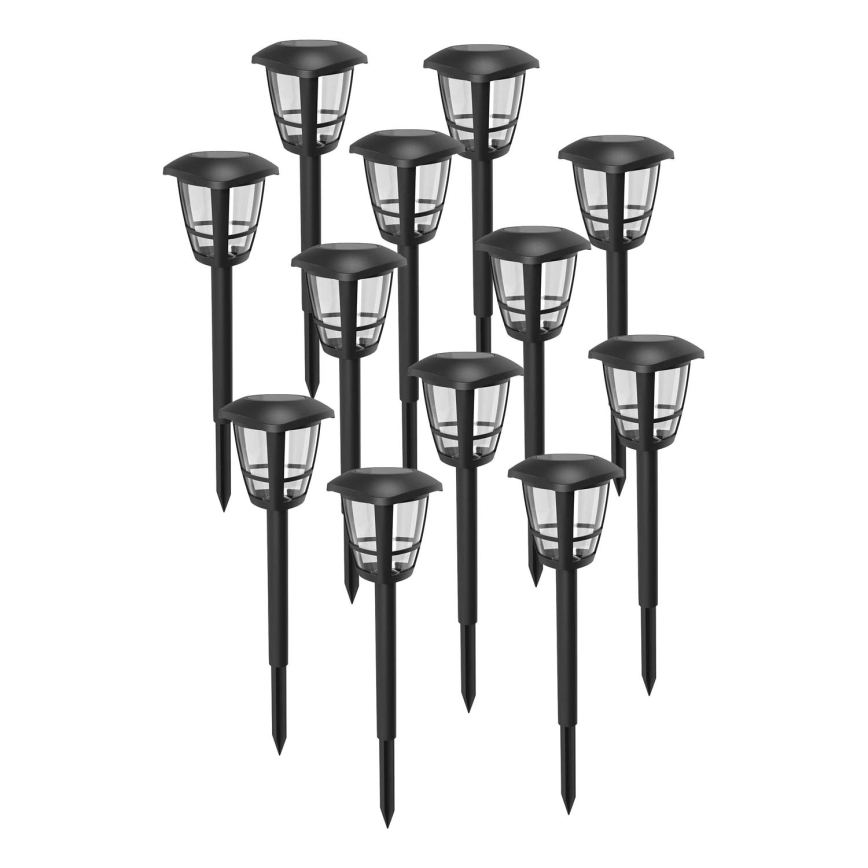 Aigostar - ZESTAW 12 lamp solarnych LED/0,06W/2V 33,8 cm 6500K 100 mAh IP44 czarny