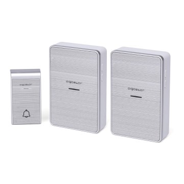Aigostar - ZESTAW 2x Dzwonek bezprzewodowy 3xAA/12V IP44 srebrny