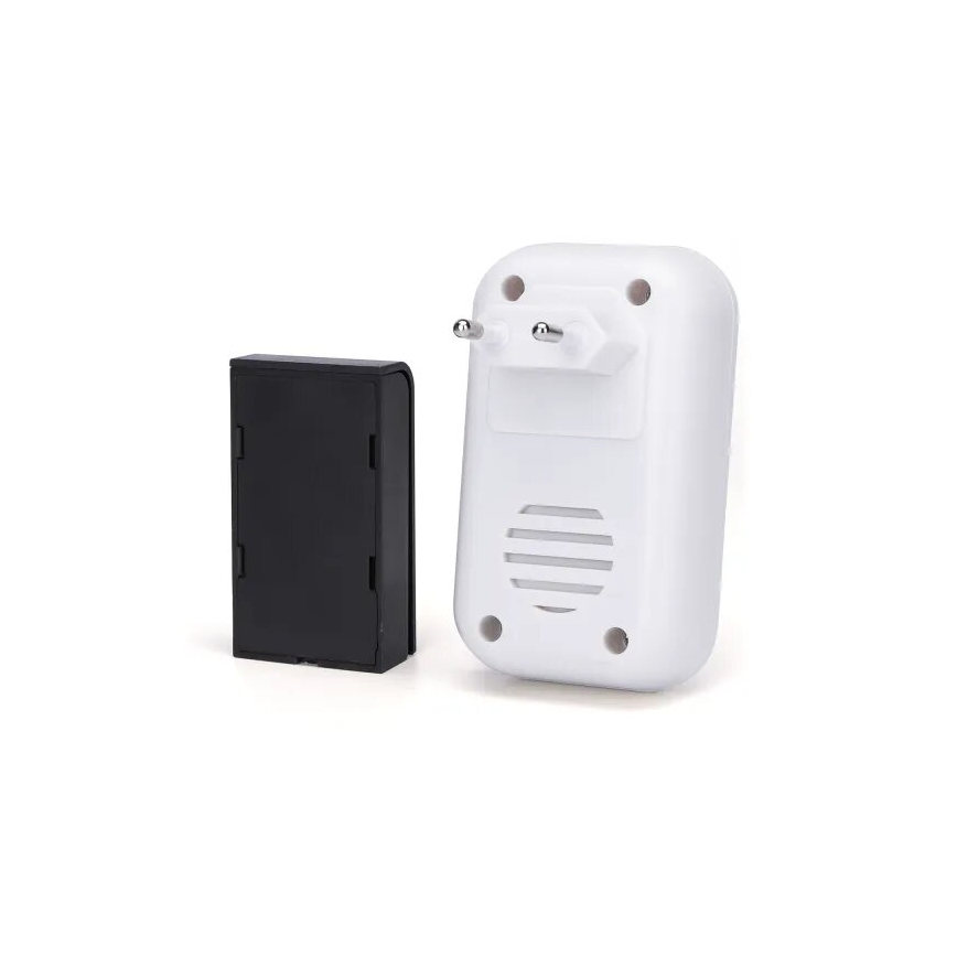 Aigostar - ZESTAW 2x Dzwonek bezprzewodowy do kontaktu 230V/12V IP44 biały/czarny