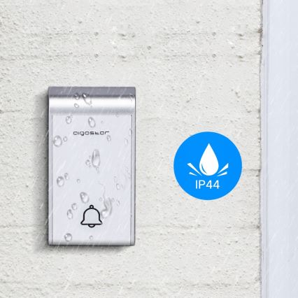 Aigostar - ZESTAW 2x Dzwonek bezprzewodowy do kontaktu 230V/12V IP44 biały