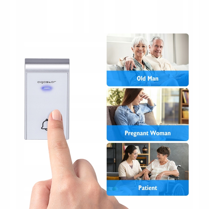 Aigostar - ZESTAW 2x Dzwonek bezprzewodowy do kontaktu 230V/12V IP44 biały