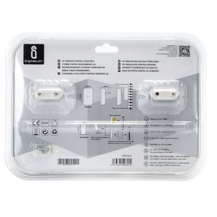 Aigostar - ZESTAW 2x Dzwonek bezprzewodowy do kontaktu 230V/12V IP44 biały