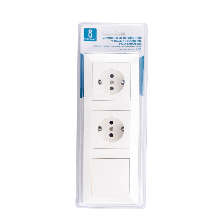 Aigostar - ZESTAW 2x Gniazdko domowe z wyłącznikiem 2x16A/250V SCHUKO