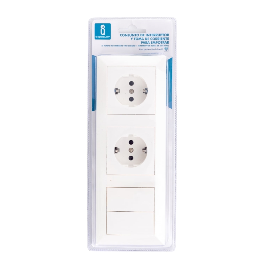 Aigostar - ZESTAW 2x Gniazdko z wyłącznikiem 2x16A/250V SCHUKO