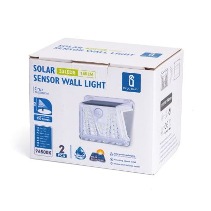 Aigostar - ZESTAW 2x LED Zewnętrzna lampa solarna z czujnikiem LED/1,48W/3,7V IP65 1200 mAh