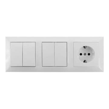 Aigostar - ZESTAW 2x Włącznik domowy 2-przycisk z gniazdem 1x16A/250V SCHUKO