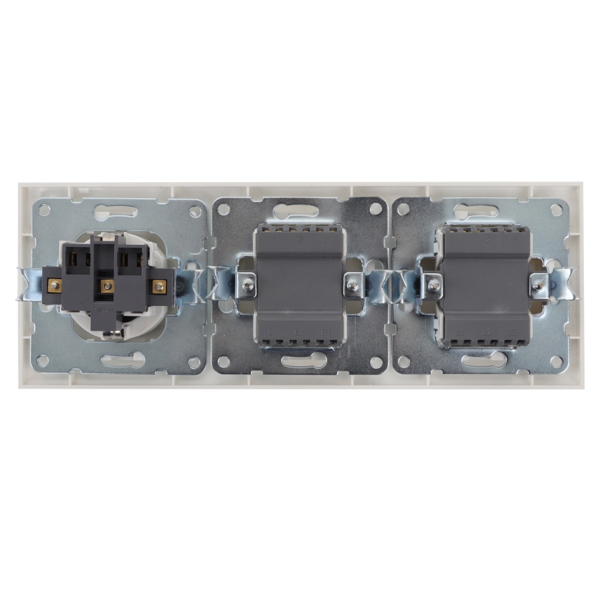 Aigostar - ZESTAW 2x Włącznik domowy 2-przycisk z gniazdem 1x16A/250V SCHUKO