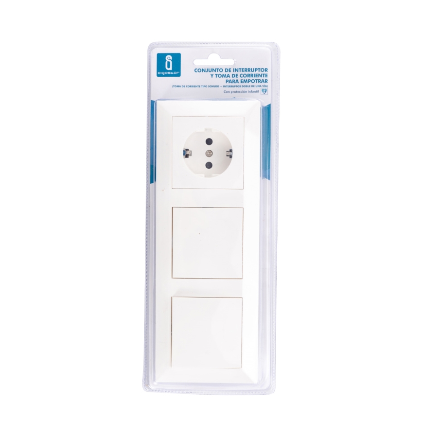 Aigostar - ZESTAW 2x Włącznik domowy z gniazdem 1x16A/250V SCHUKO