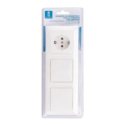 Aigostar - ZESTAW 2x Włącznik domowy z gniazdem 1x16A/250V SCHUKO