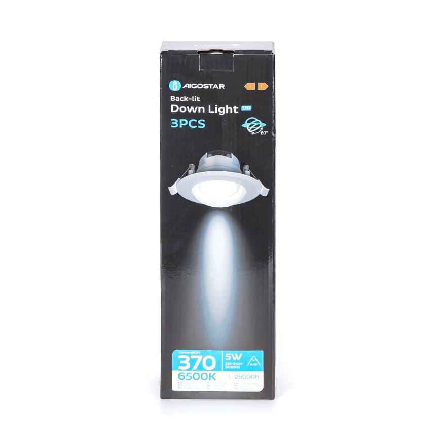 Aigostar - Zestaw 3x LED lampa sufitowa LED/5W/230V 6500K średnica 8,5 cm biała
