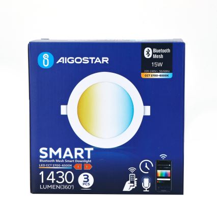 Aigostar - ZESTAW 3x LED Oprawa wpuszczana ściemnialna MESH LED/15W/230V 2700K-6500K śr. 17cm