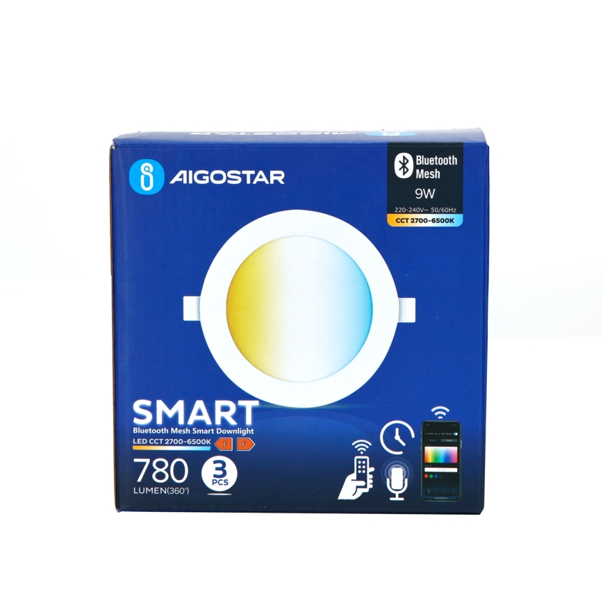 Aigostar - ZESTAW 3x LED Oprawa wpuszczana ściemnialna MESH LED/9W/230V 2700K-6500K śr. 14,5 cm