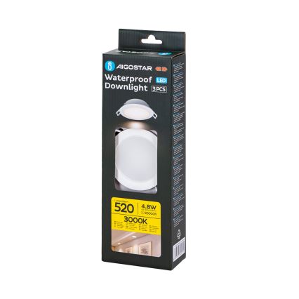 Aigostar - ZESTAW 3x LED Oprawa wpuszczana zewnętrzna LED/4,8W/230V 3000K IP65 biała