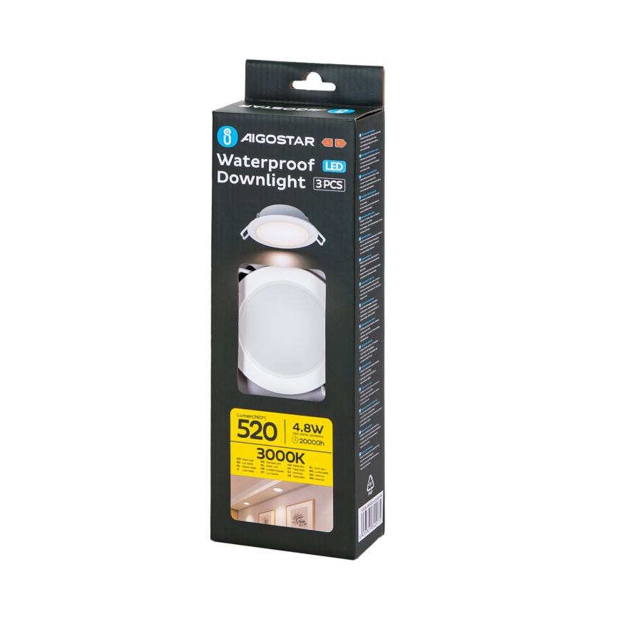 Aigostar - ZESTAW 3x LED Oprawa wpuszczana zewnętrzna LED/4,8W/230V 3000K IP65 biała