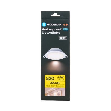 Aigostar - ZESTAW 3x LED Oprawa wpuszczana zewnętrzna LED/4,8W/230V 3000K IP65 biała