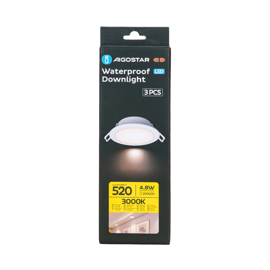 Aigostar - ZESTAW 3x LED Oprawa wpuszczana zewnętrzna LED/4,8W/230V 3000K IP65 biała