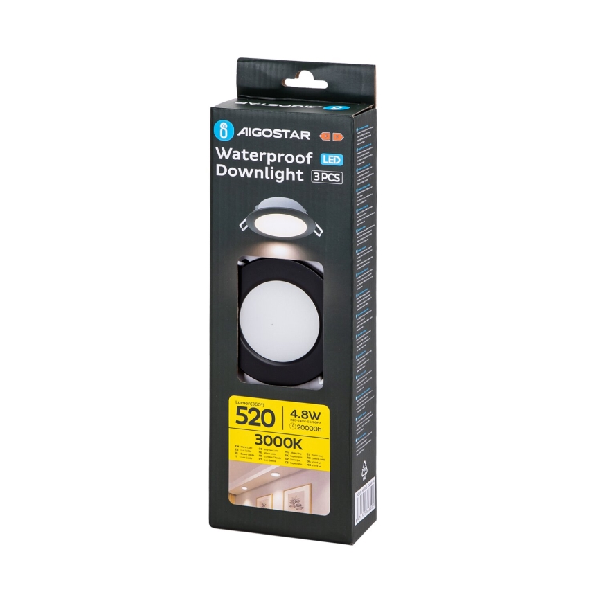 Aigostar - ZESTAW 3x LED Oprawa wpuszczana zewnętrzna LED/4,8W/230V 3000K IP65 czarna