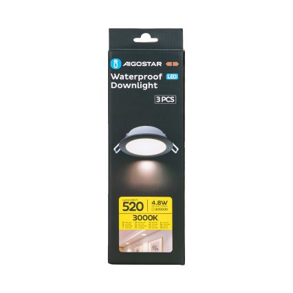 Aigostar - ZESTAW 3x LED Oprawa wpuszczana zewnętrzna LED/4,8W/230V 3000K IP65 czarna