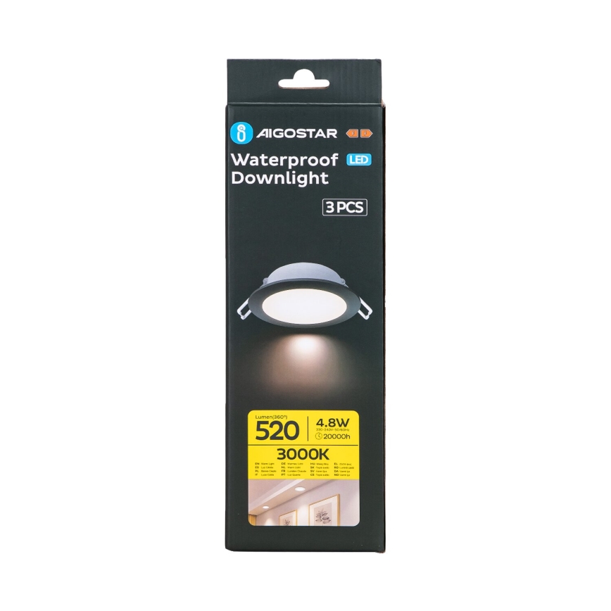 Aigostar - ZESTAW 3x LED Oprawa wpuszczana zewnętrzna LED/4,8W/230V 3000K IP65 czarna