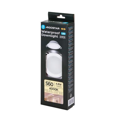 Aigostar - ZESTAW 3x LED Oprawa wpuszczana zewnętrzna LED/4,8W/230V 4000K IP65 biała