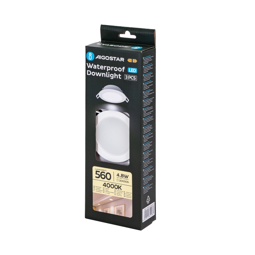 Aigostar - ZESTAW 3x LED Oprawa wpuszczana zewnętrzna LED/4,8W/230V 4000K IP65 biała