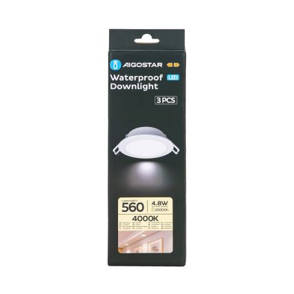 Aigostar - ZESTAW 3x LED Oprawa wpuszczana zewnętrzna LED/4,8W/230V 4000K IP65 biała