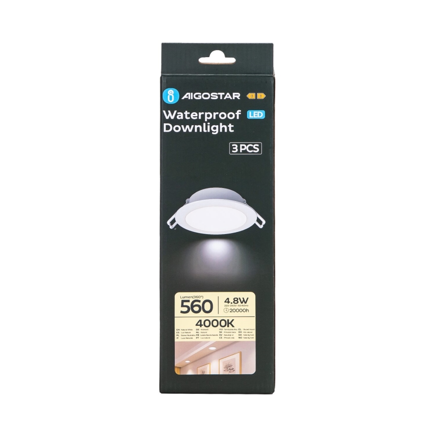Aigostar - ZESTAW 3x LED Oprawa wpuszczana zewnętrzna LED/4,8W/230V 4000K IP65 biała