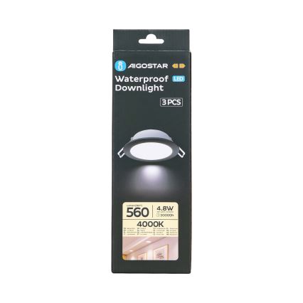 Aigostar - ZESTAW 3x LED Oprawa wpuszczana zewnętrzna LED/4,8W/230V 4000K IP65 czarna