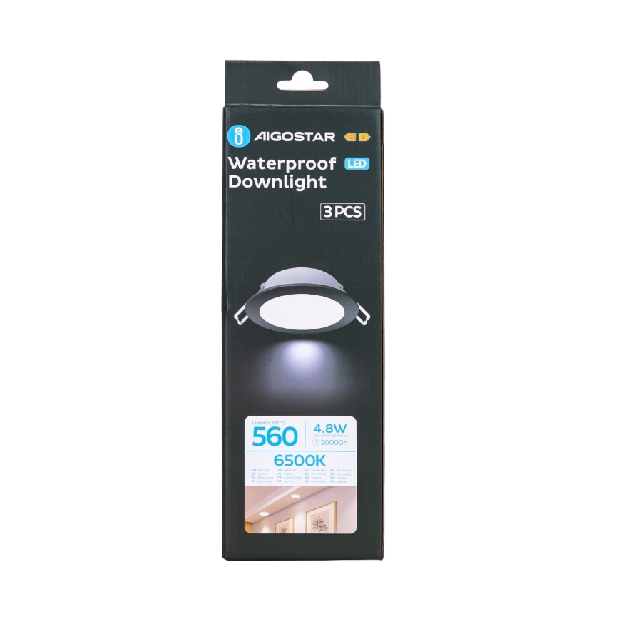 Aigostar - ZESTAW 3x LED Oprawa wpuszczana zewnętrzna LED/4,8W/230V 6500K IP65 czarna