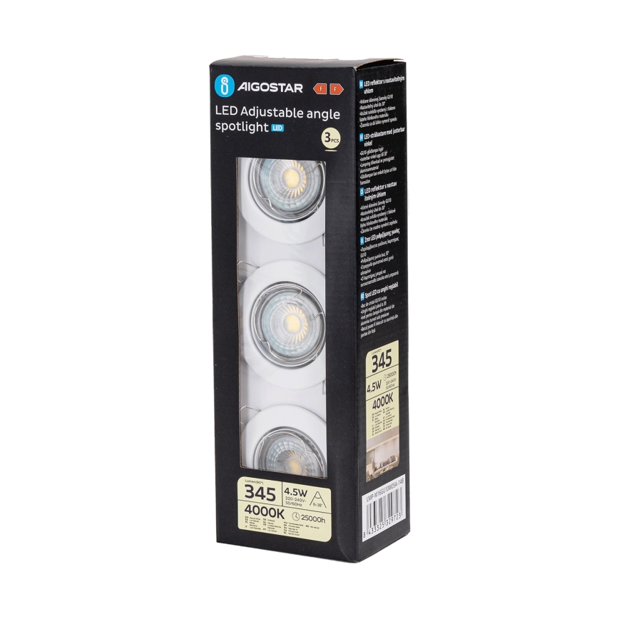 Aigostar - ZESTAW 3x LED oprawy sufitowe wpuszczane 1xGU10/4,5W/230V 4000K białe