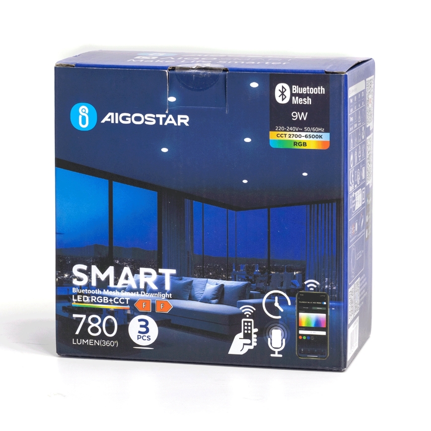 Aigostar - ZESTAW 3x LED RGB Ściemnialna oprawa wpuszczana MESH LED/9W/230V 2700K-6500K śr. 14,5cm
